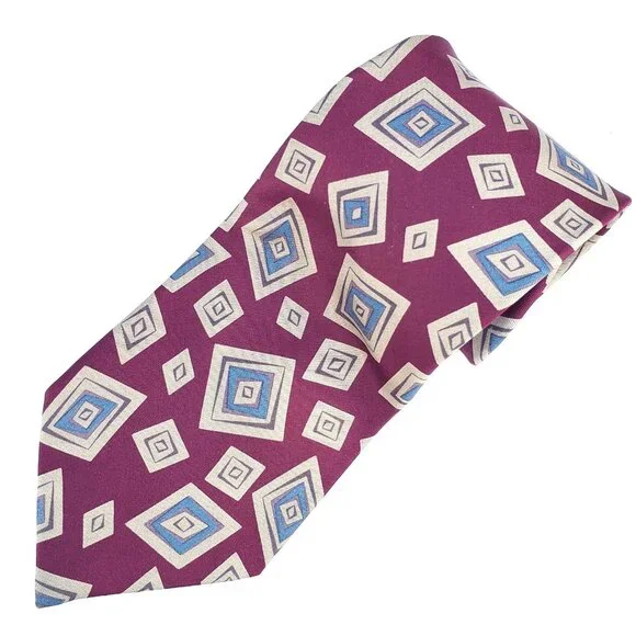 Burberrys of London Tie Silk Oxblood Abstract Pattern Cravat 3.75" Wide NWOT - Picture 8 of 10